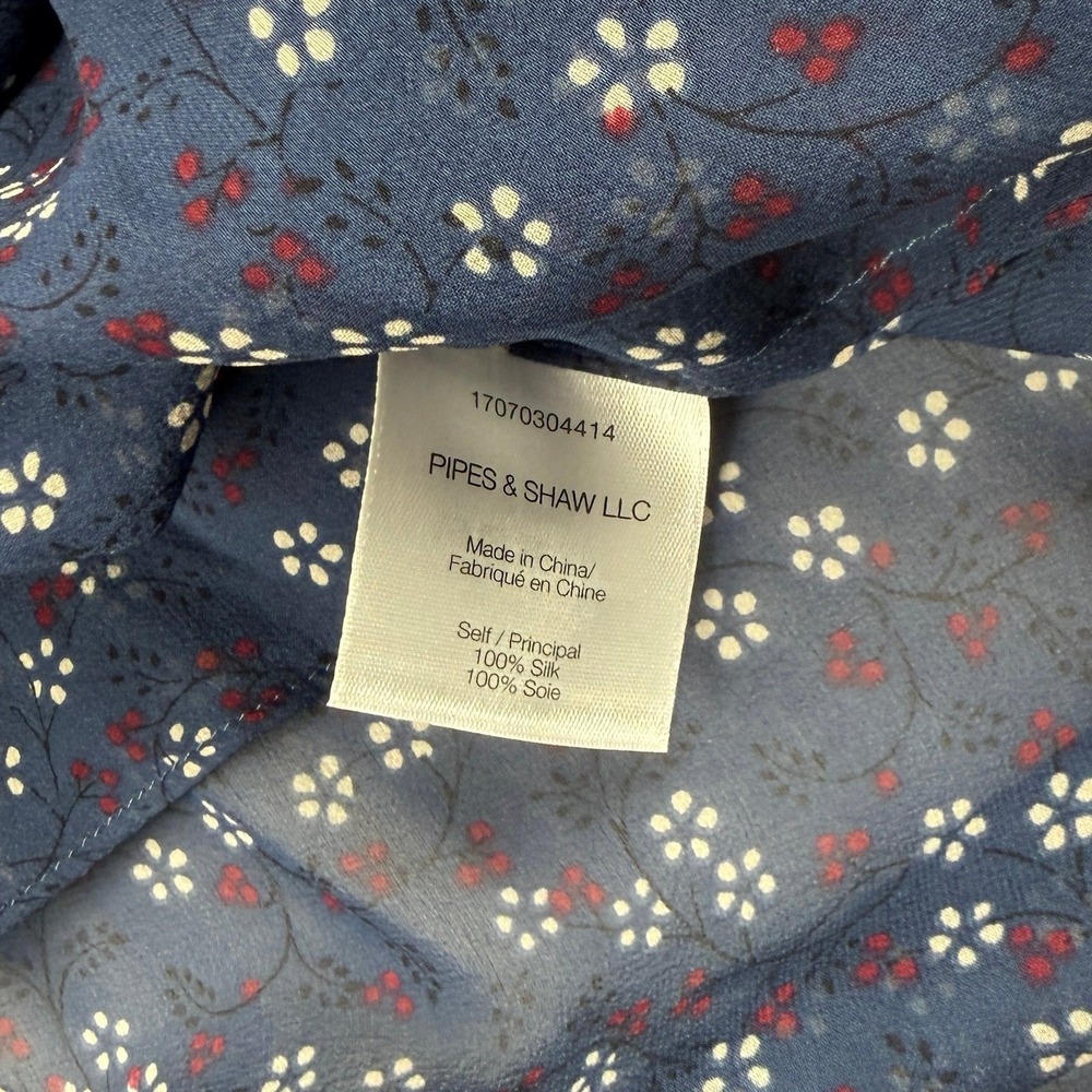 Veronica Beard Women's Finley Ruffled Tie Neck Floral Printed Blouse Navy Sz 10 - Picture 10 of 10